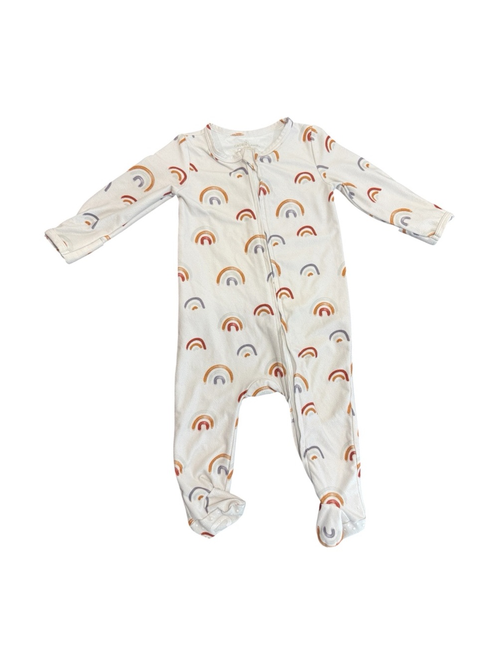 Caden Lane Cream Footed One-Piece with Rainbow Print